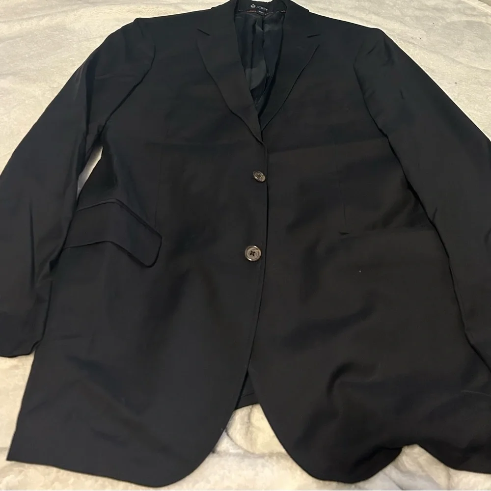 J.Crew Mens Black Two Button Blazer Sport Coat Jacket 40L Notch Lapel Classic